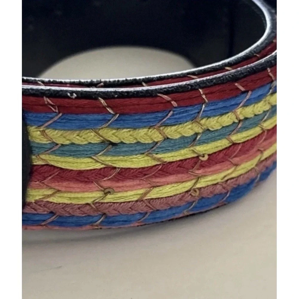 Chicos Margarita Trouser Belt Women Leather Multicolor Braided Boho Waist Medium